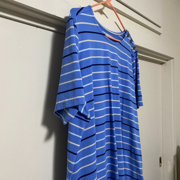 Lands' End short sleeve, ocean blue striped tunic w/3 buttons, size 3X - Picture 3 of 10